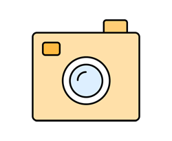Photo and Virtual Tours Icon Light brown camera facing forward